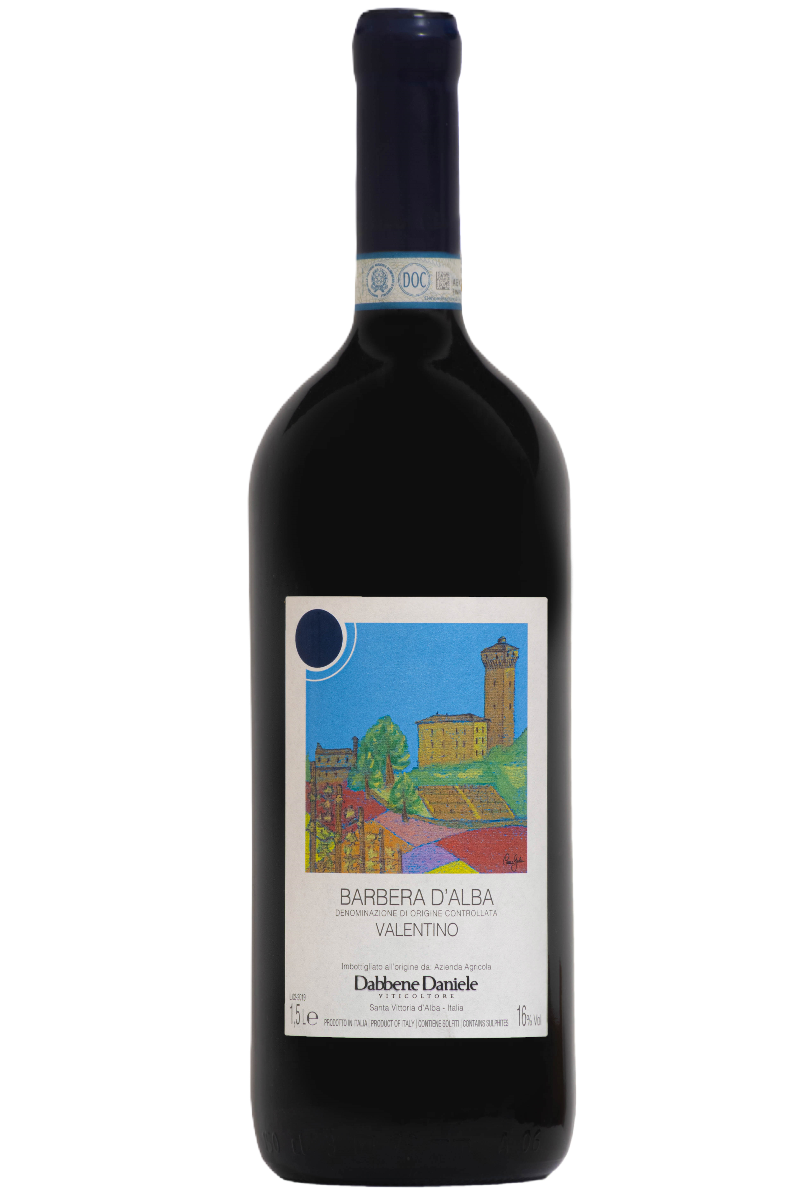 Bottiglia Magnum di Barbera d'Alba D.O.C. Valentino: eleganza e qualità in grande formato.